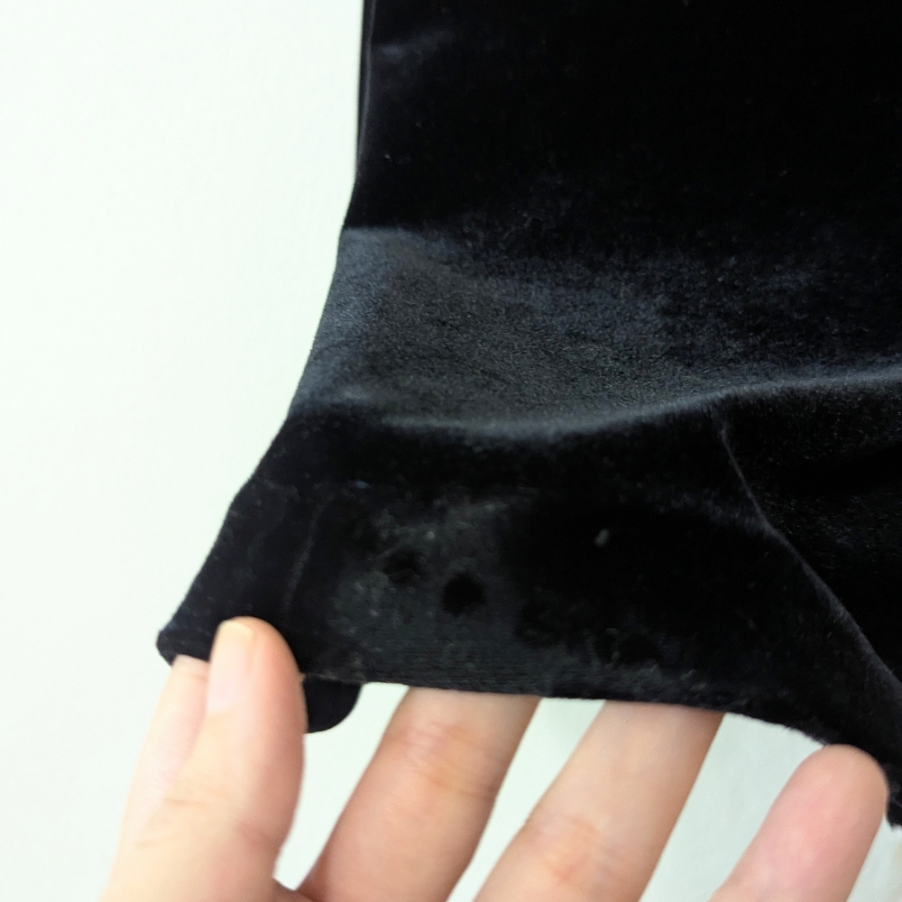 Vintage Y2K Velvet Off Shoulder Maxi Dress Foldover Neckline Black Goth 6 - Picture 3 of 10